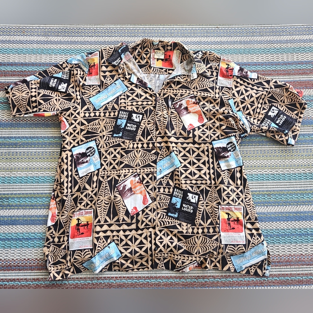 Go Barefoot Hawaiian Button Up Shirt Surf Flicks Size 2XL